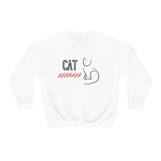 Cat mom sweatshirt, Fun, Gift for her, Birthday present, Christmas, Gift for mom, Fur baby mom, Purrfect, White and red