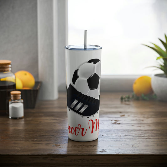 Soccer Mom, Skinny Steel Tumbler with Straw, 20oz, Soccer lovers, Sports, Mini Van