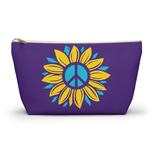 Sunflower Peace Makeup Bag, Cosmetic TravelBag,AccessoriesBag,PurpleMakeupBag,SunflowerMakeupBag,SunflowerAccessoriesBag,PeaceSignMakeupBag