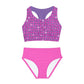 Girls Swimsuit Pink Purple Bling Two Piece