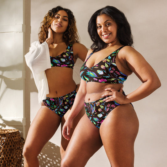 Women's Retro Flowers High-Waisted Bikini
