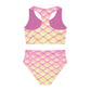Girls Swimsuit Mermaid Two Piece Pink Sparkle